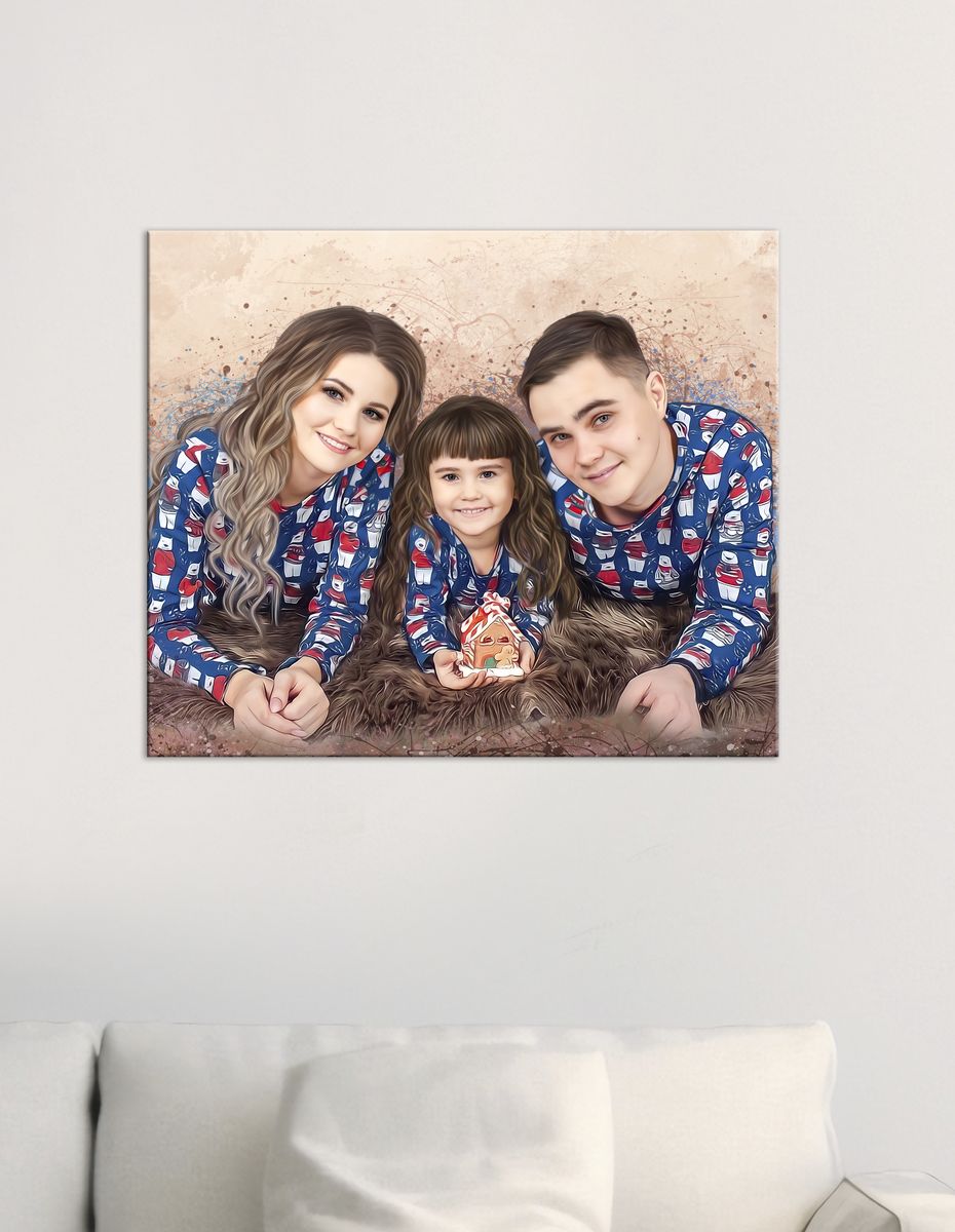 Personalized Family Portrait | Canvas Drawing from Photo