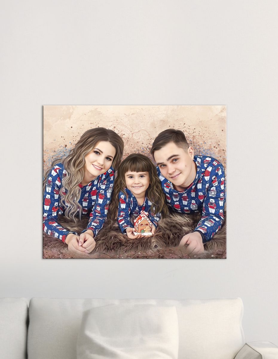 Personalized Family Portrait | Canvas Drawing from Photo