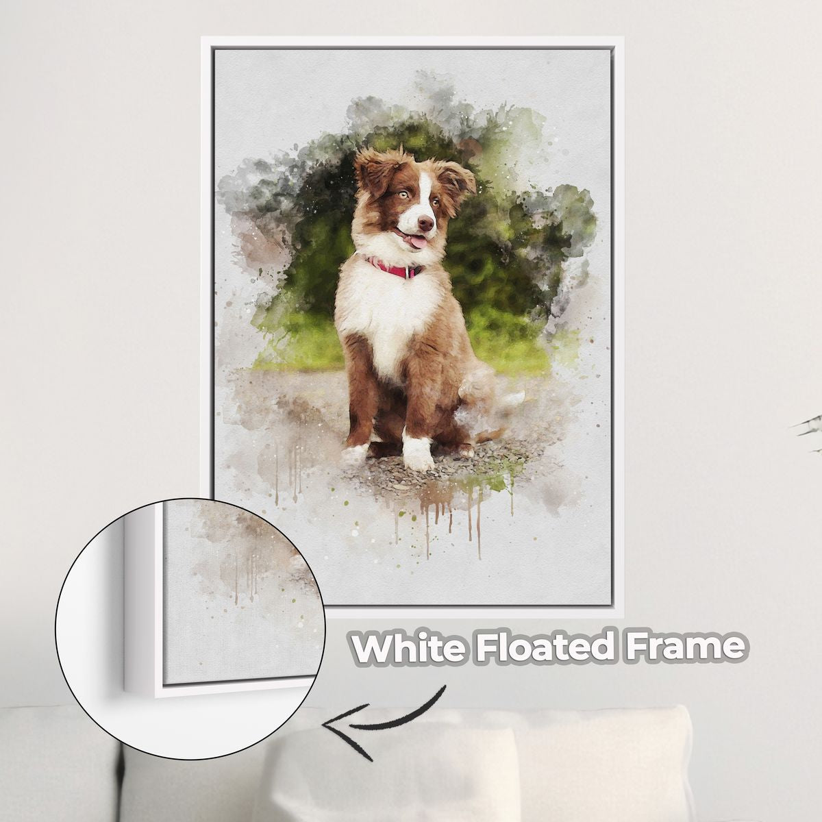 Custom Watercolor Portrait with Pet | Personalized Dog Memorial Gift