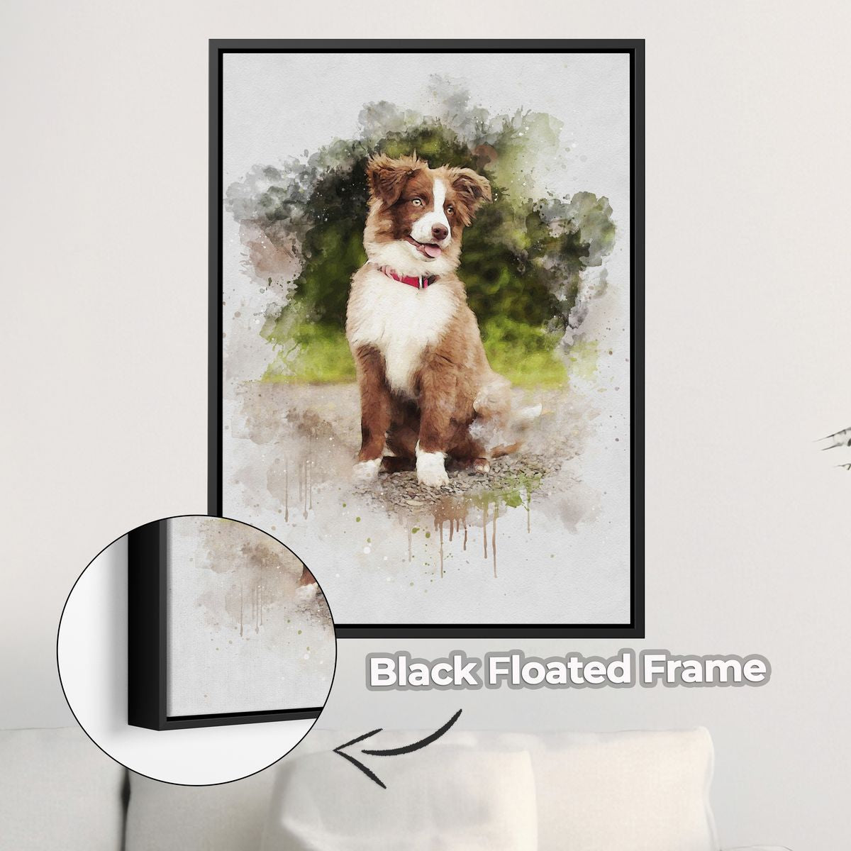 Custom Watercolor Portrait with Pet | Personalized Dog Memorial Gift