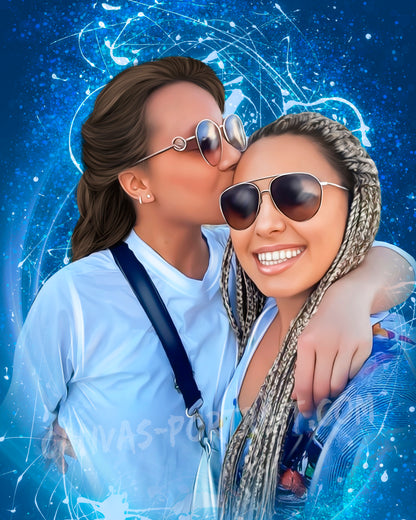 Custom best friends portrait from photo | Original gift