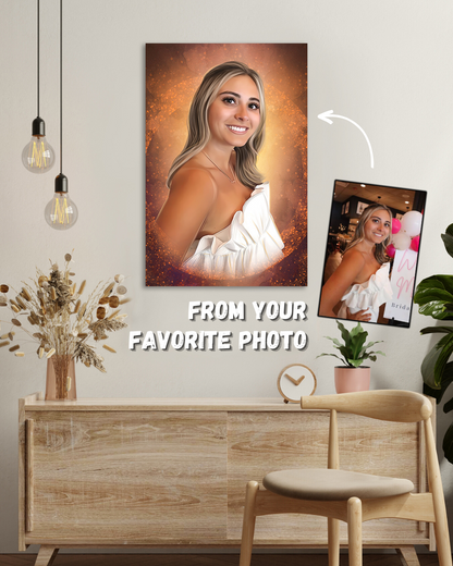 Personalized portrait from photo | Birthday gift for her