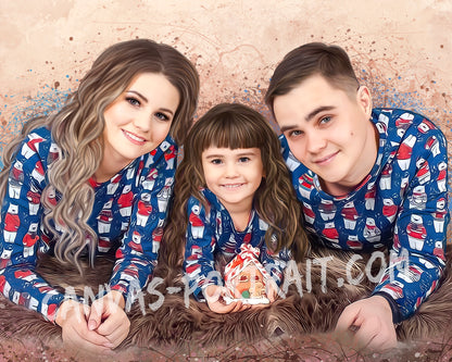 Personalized family portrait | Birthday Gift