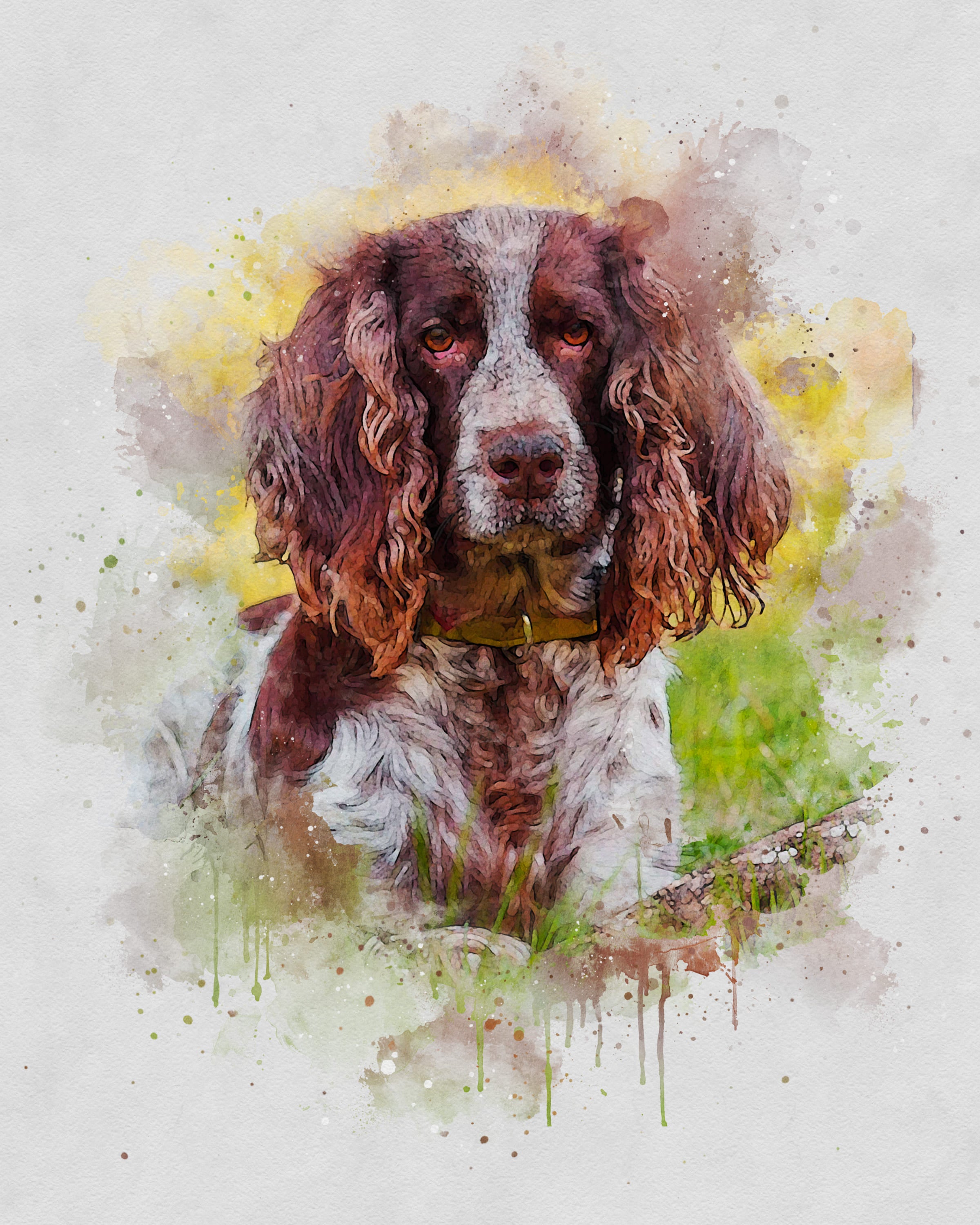 Custom Watercolor Portrait with Pet | Personalized Dog Memorial Gift