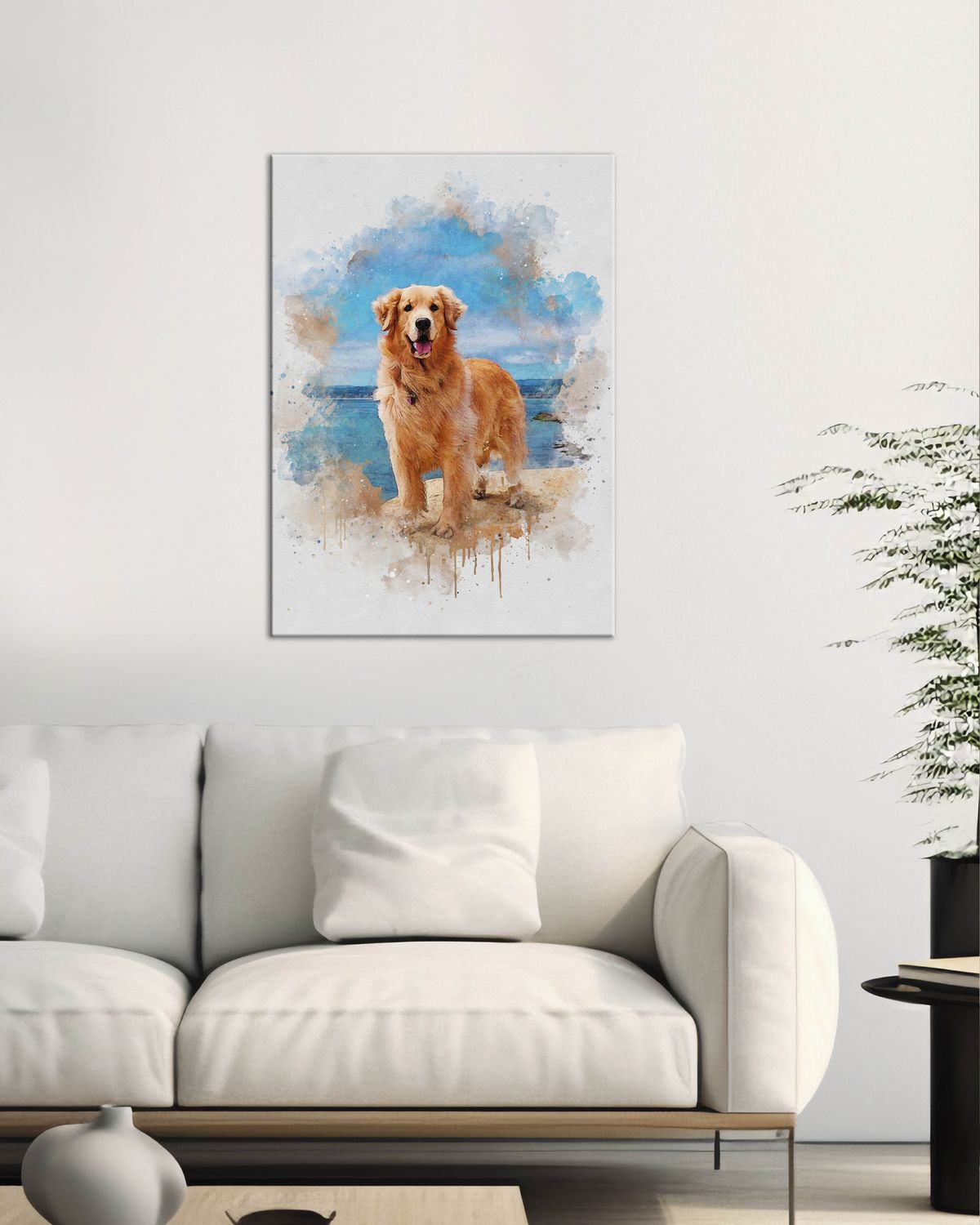 Custom Watercolor Portrait with Pet | Personalized Dog Memorial Gift