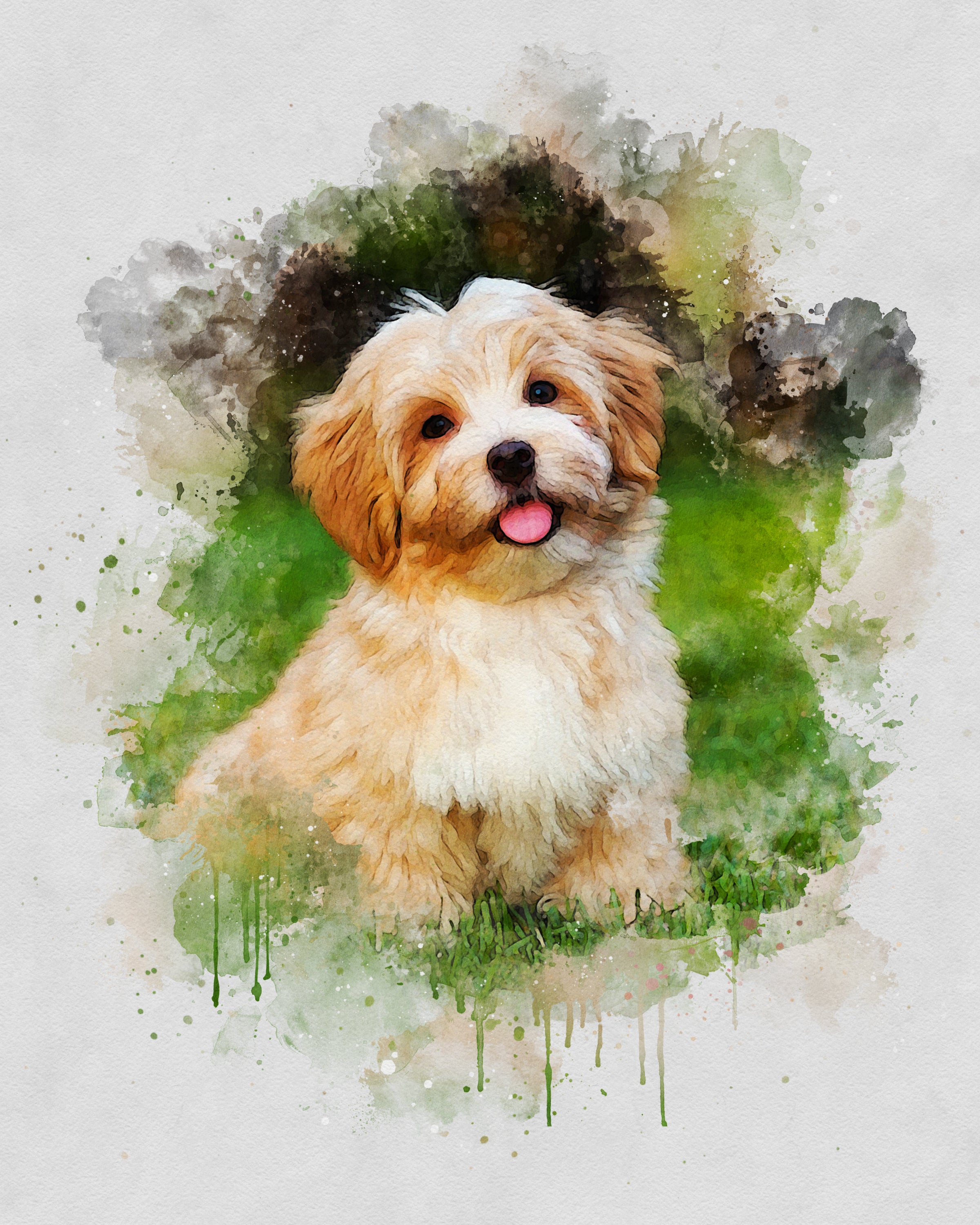 Custom Watercolor Portrait with Pet | Personalized Dog Memorial Gift