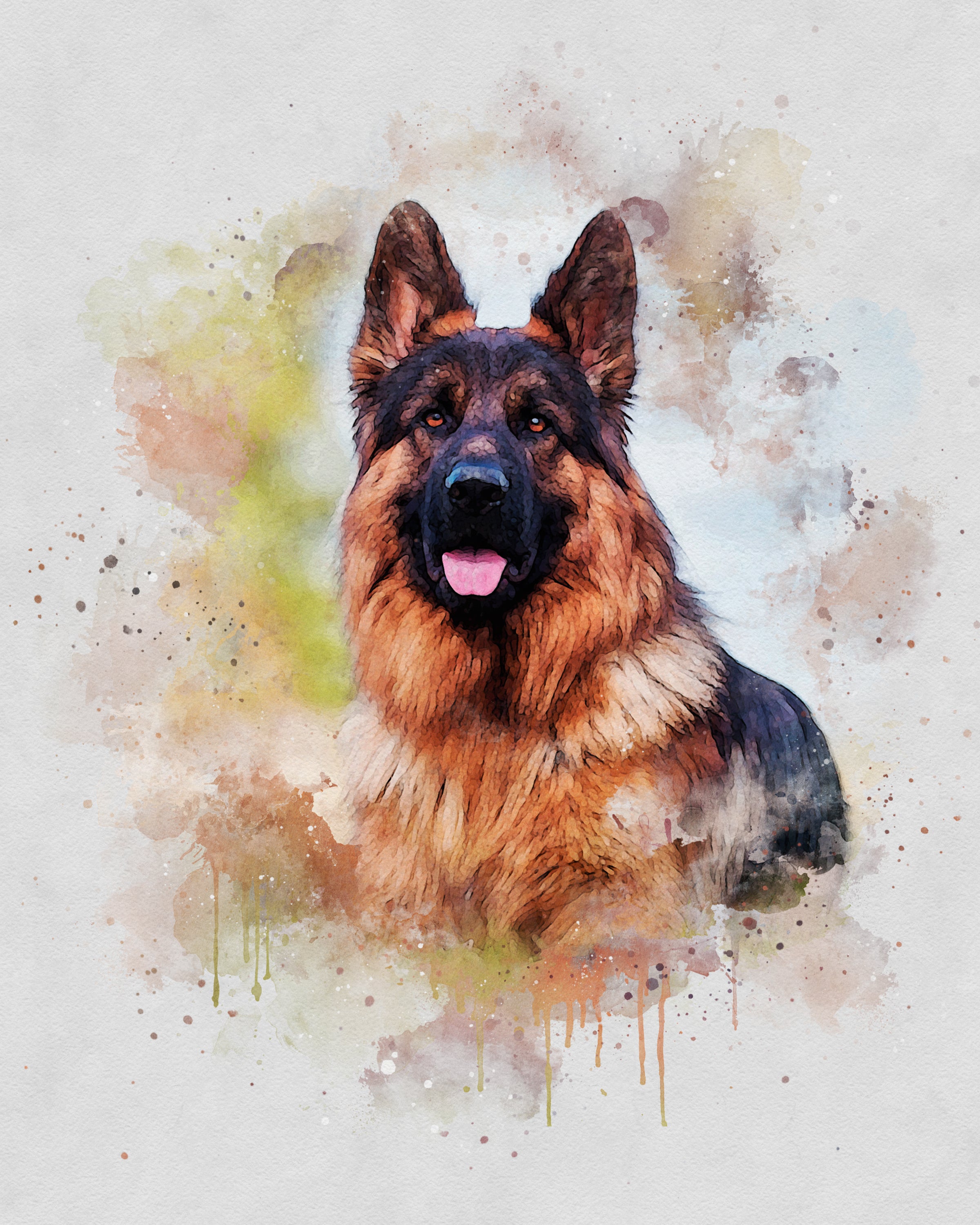 Custom Watercolor Portrait with Pet | Personalized Dog Memorial Gift