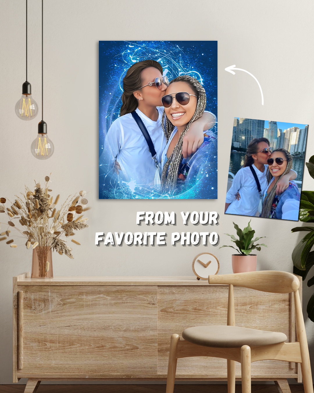 Custom best friends portrait from photo | Original gift