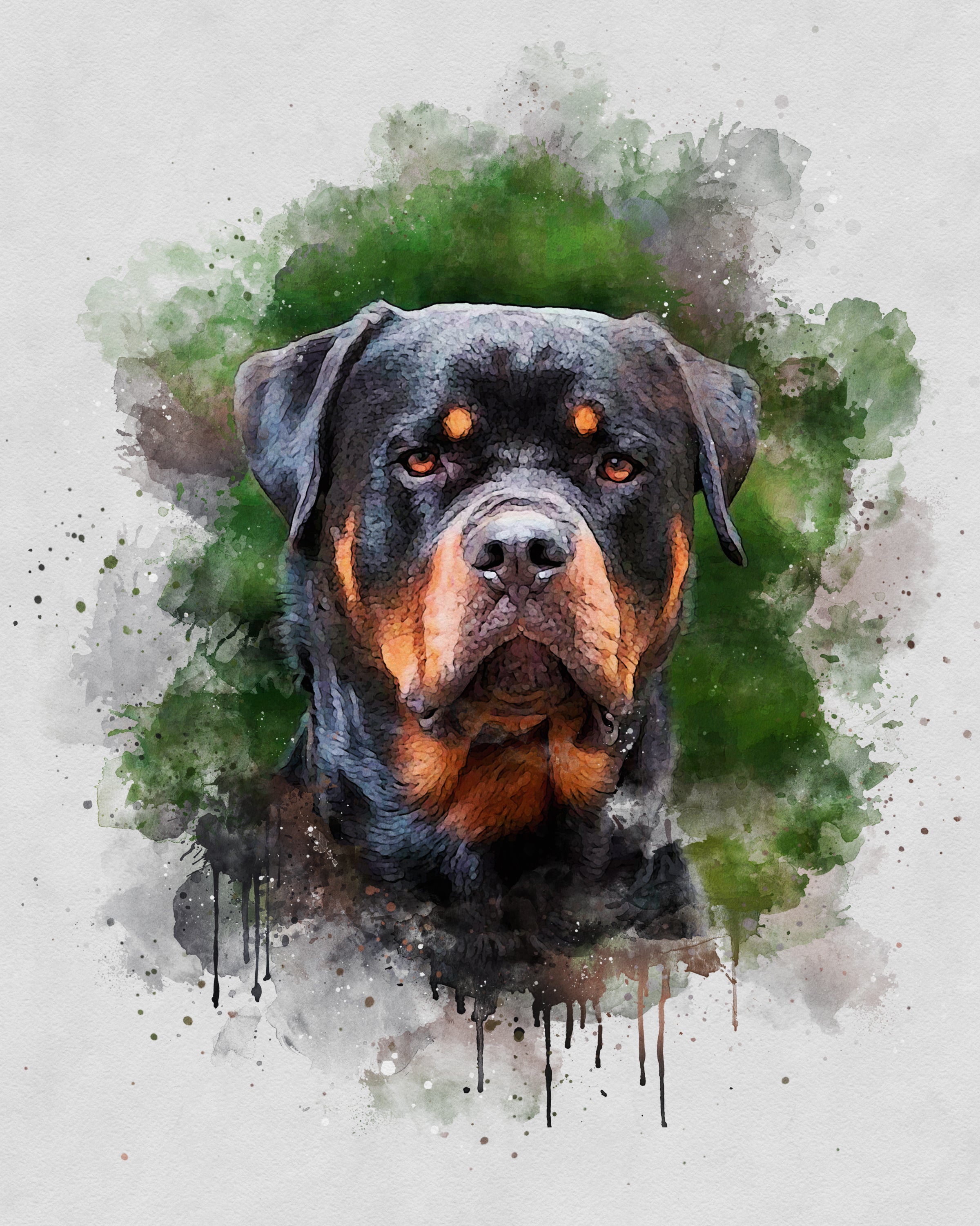 Custom Watercolor Portrait with Pet | Personalized Dog Memorial Gift