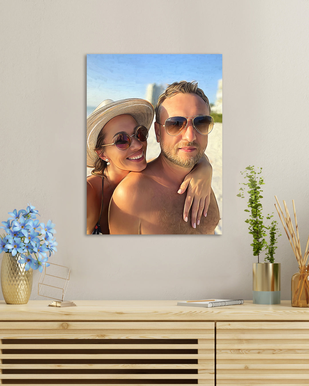 Personalized travel couple portrait | Engagement and anniversary present