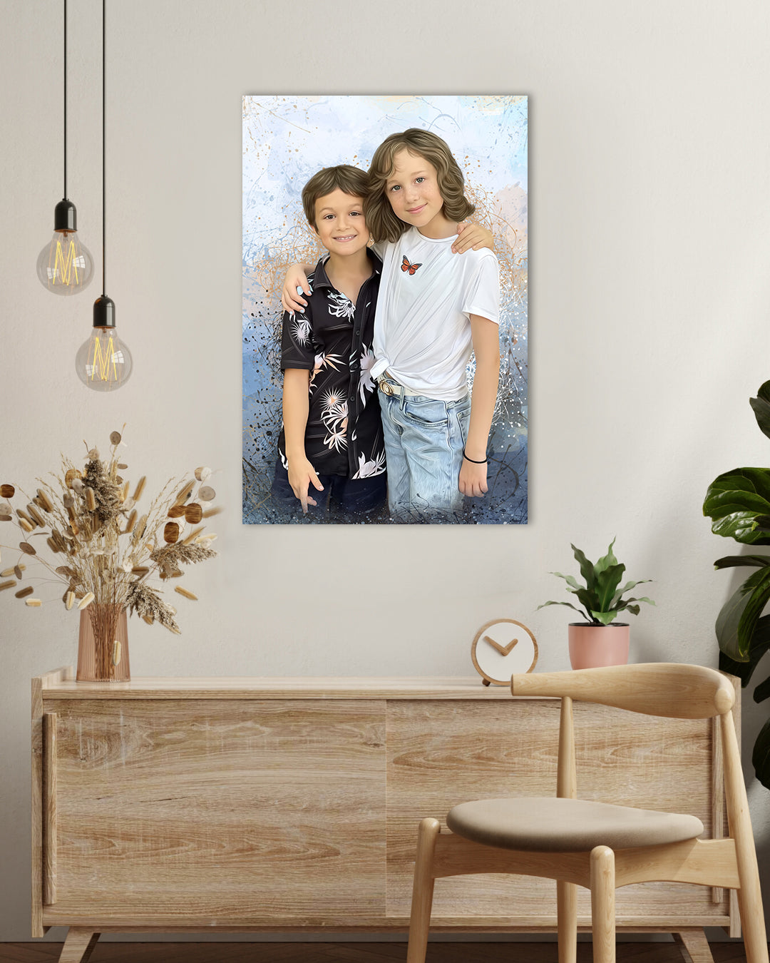 Personalized brothers sisters Gift | Canvas portrait