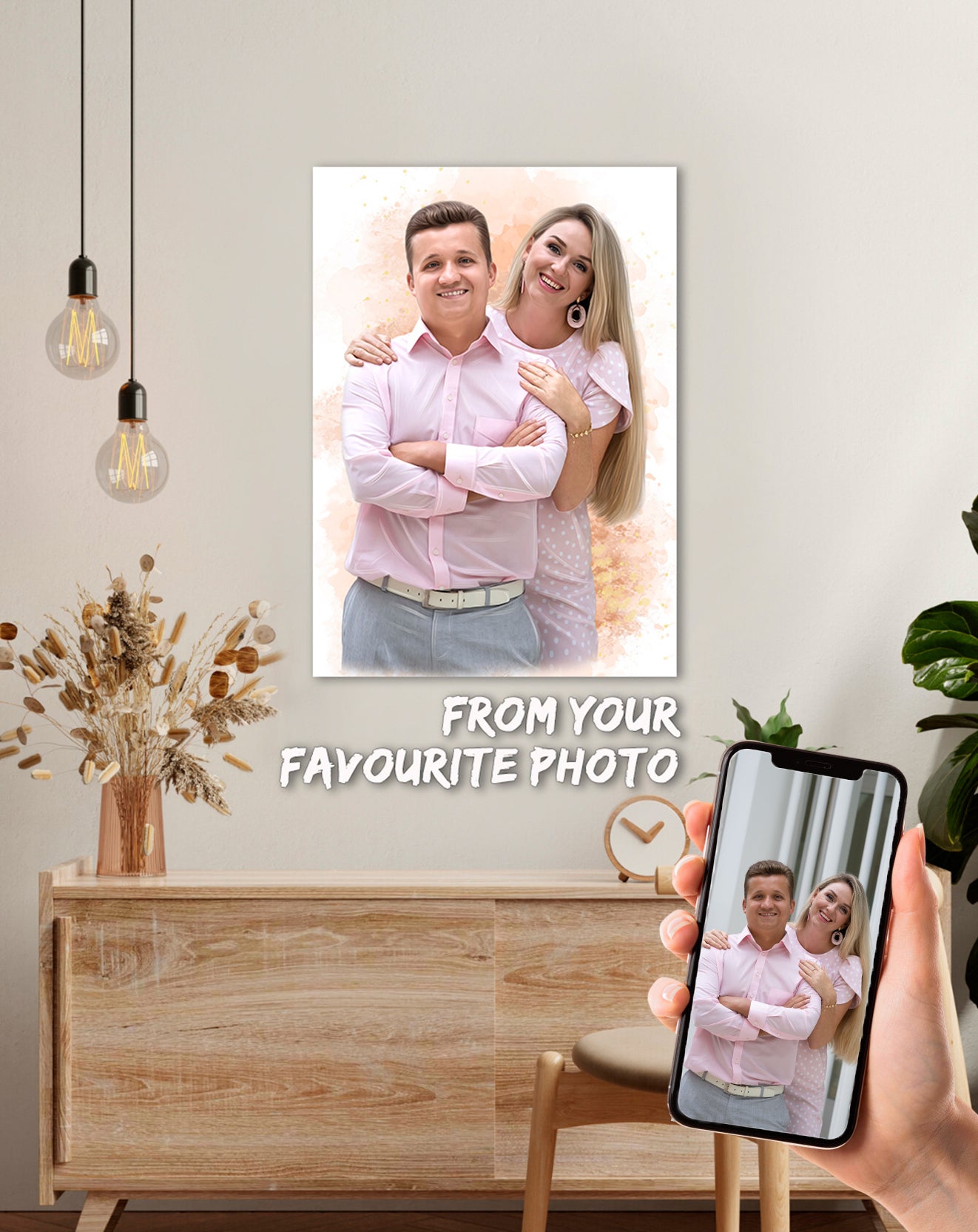 Custom couple portrait | Personalized gift for Loved ones