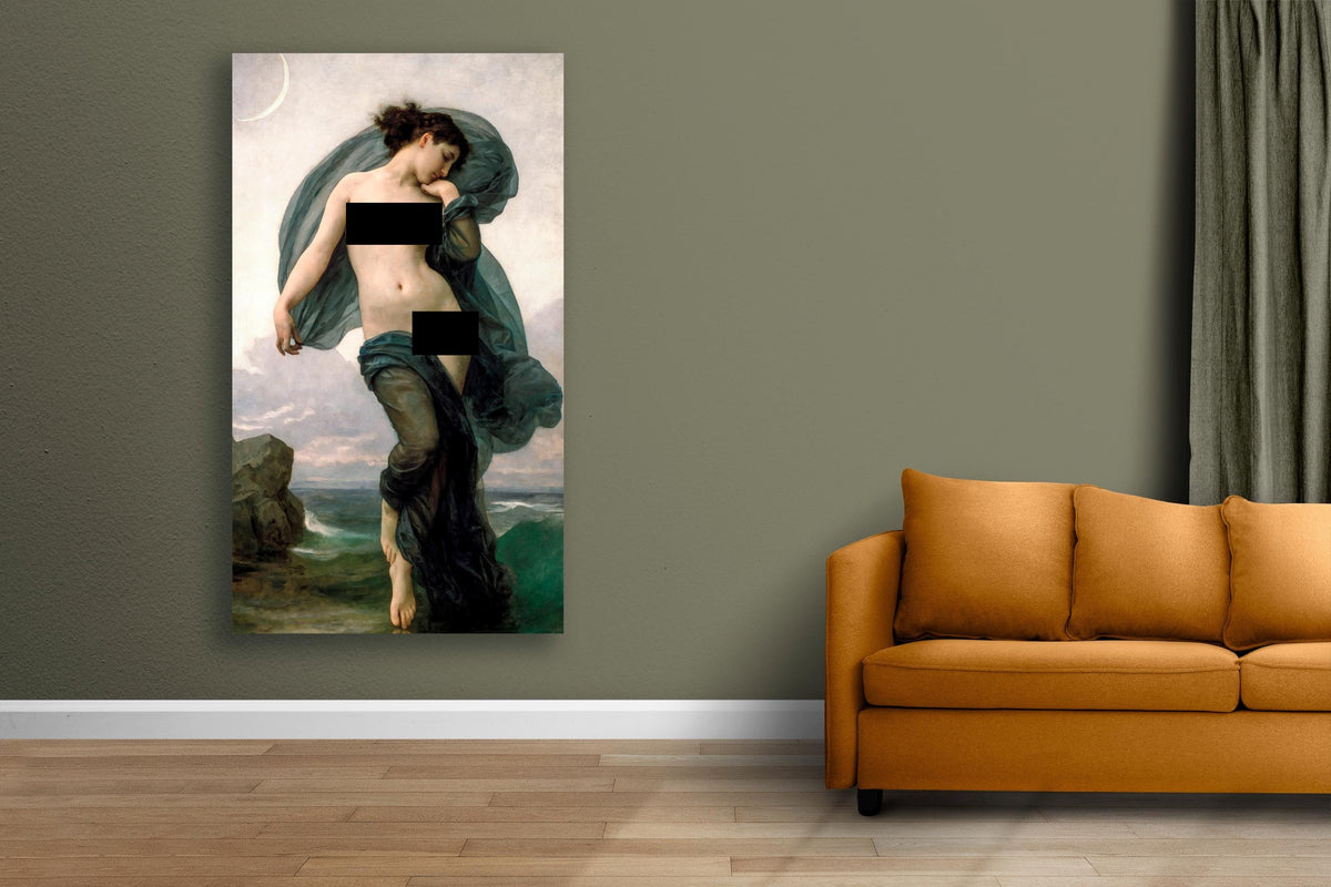 William Adolphe Bouguereau - Evening Mood, Le crepuscule. Sensual art, Canvas painting, Poster print, Mystical woman art