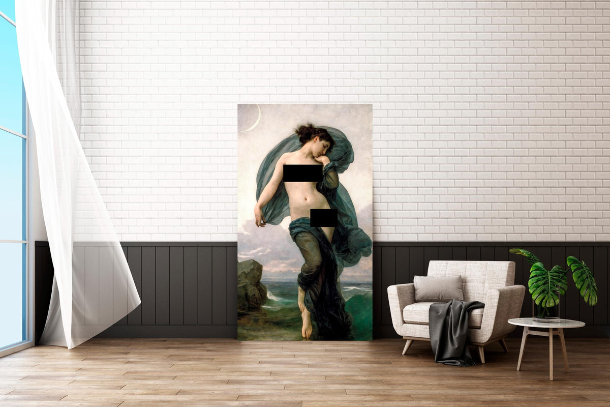 William Adolphe Bouguereau - Evening Mood, Le crepuscule. Sensual art, Canvas painting, Poster print, Mystical woman art