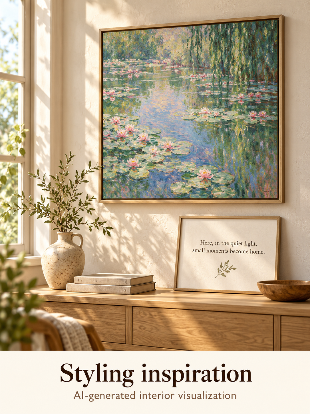Styling inspiration — AI-generated interior visualization, not a customer photo