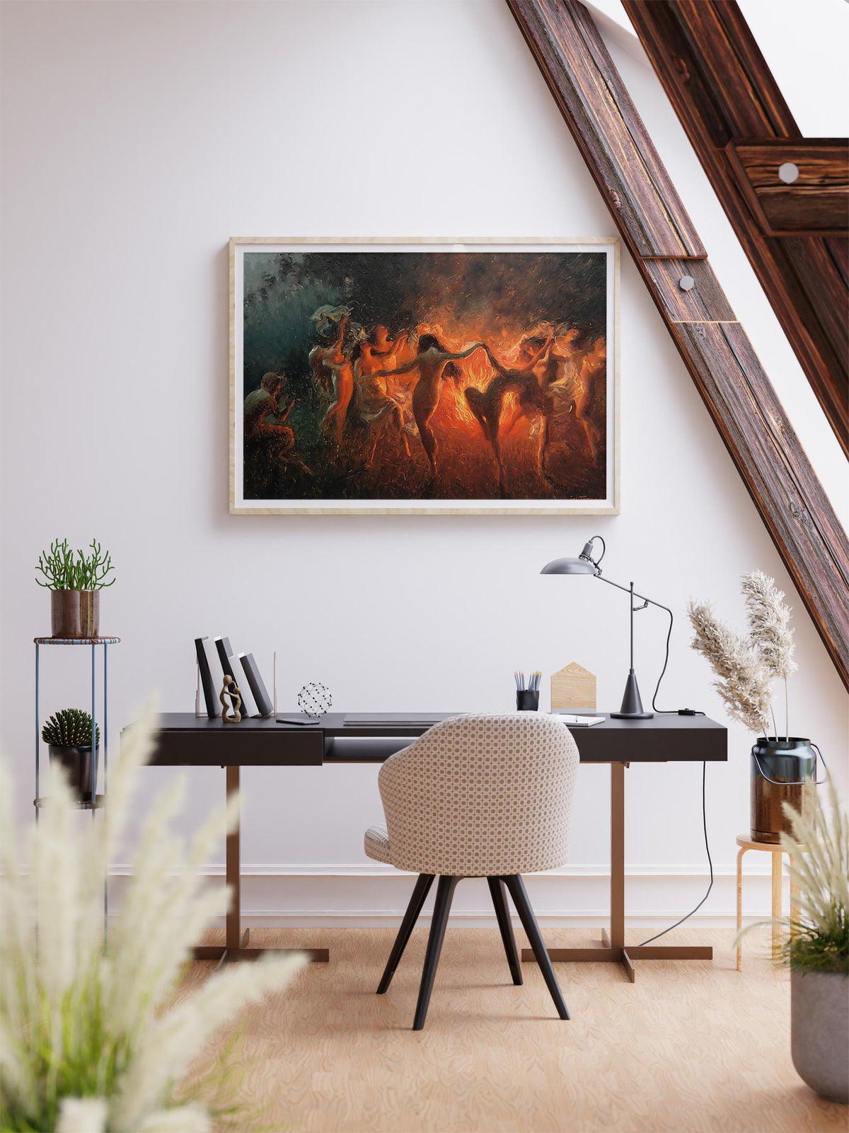 Joseph Tomanek - Fire Dance, Print on Canvas, Poster Print, Bedroom Art, Mystical Women, Witch Art Print, Witch Woman, B