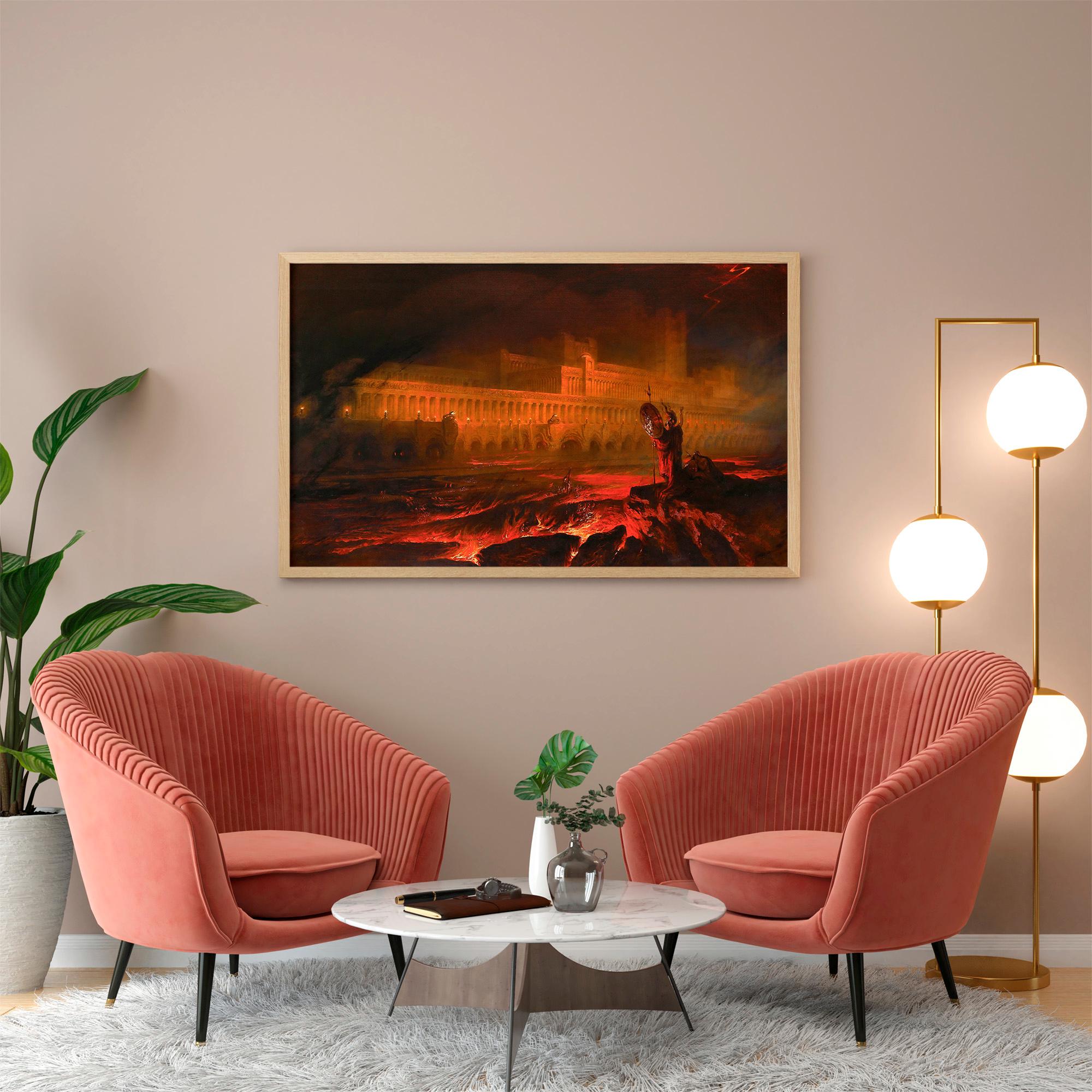 John Martin - Pandemonium. Gothic wall art, Canvas print, Gallery wrapped, Famous art, Painting on canvas, Dark art prin