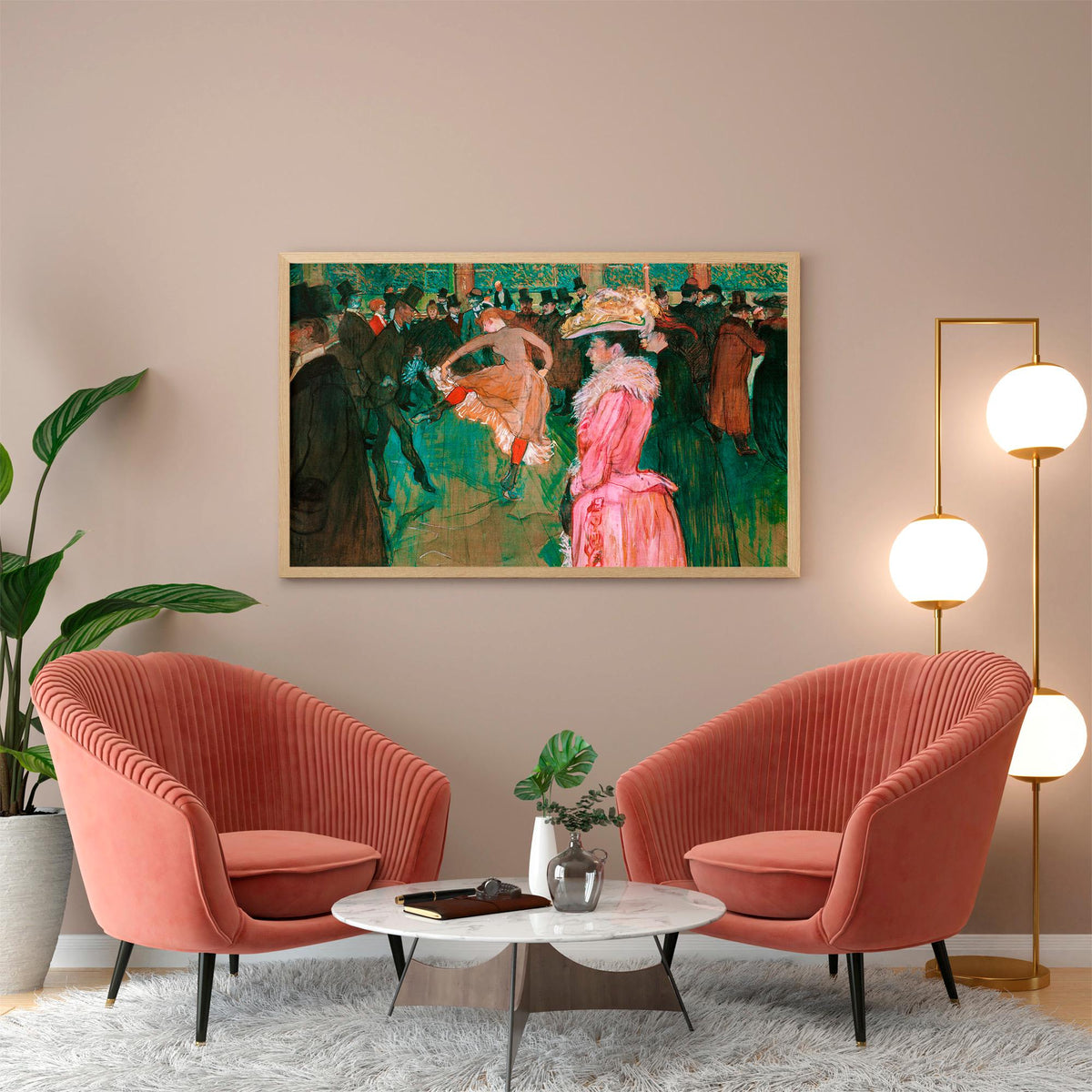 Henri de Toulouse Lautrec - At the moulin rouge the dance. Interior painting, Home decor, Giclee canvas, Large wall art,