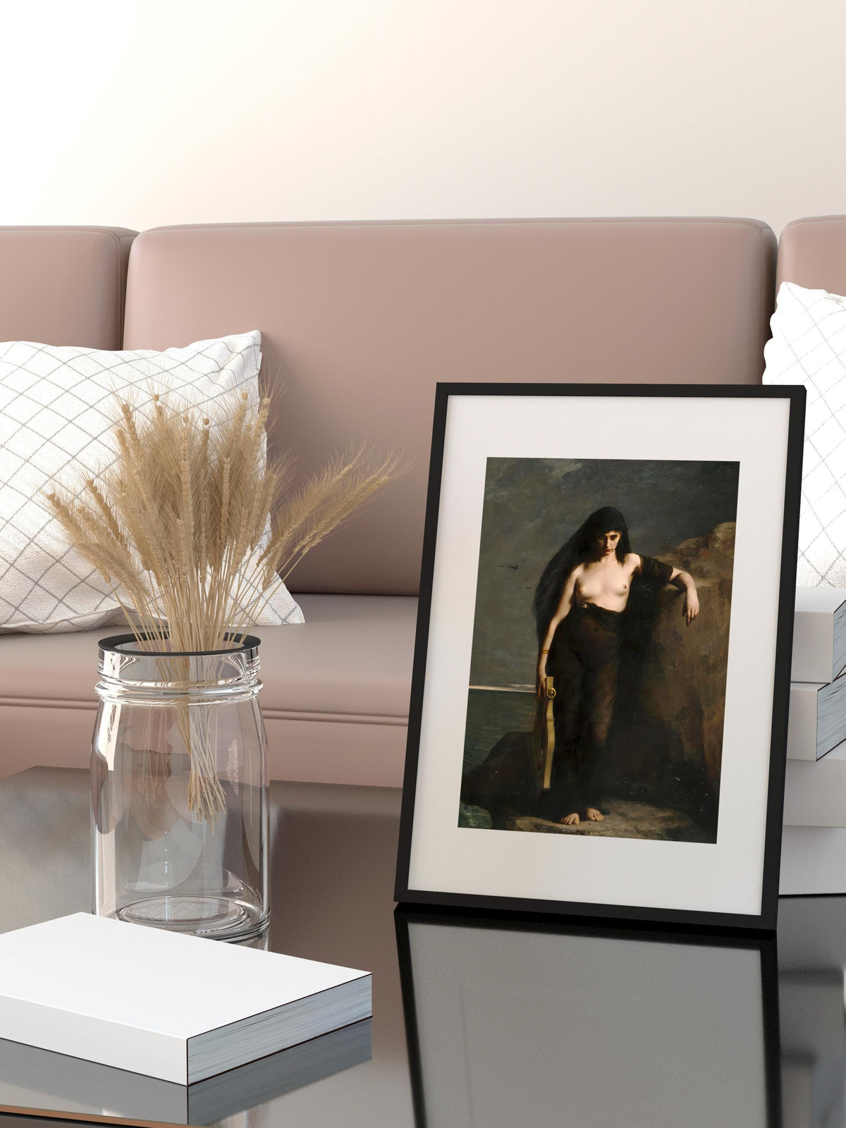 Charles Mengin - Sappho. Death of Sappho, Dark wall art, Living room decor, Mystical Women, Sappho art print, Large wall