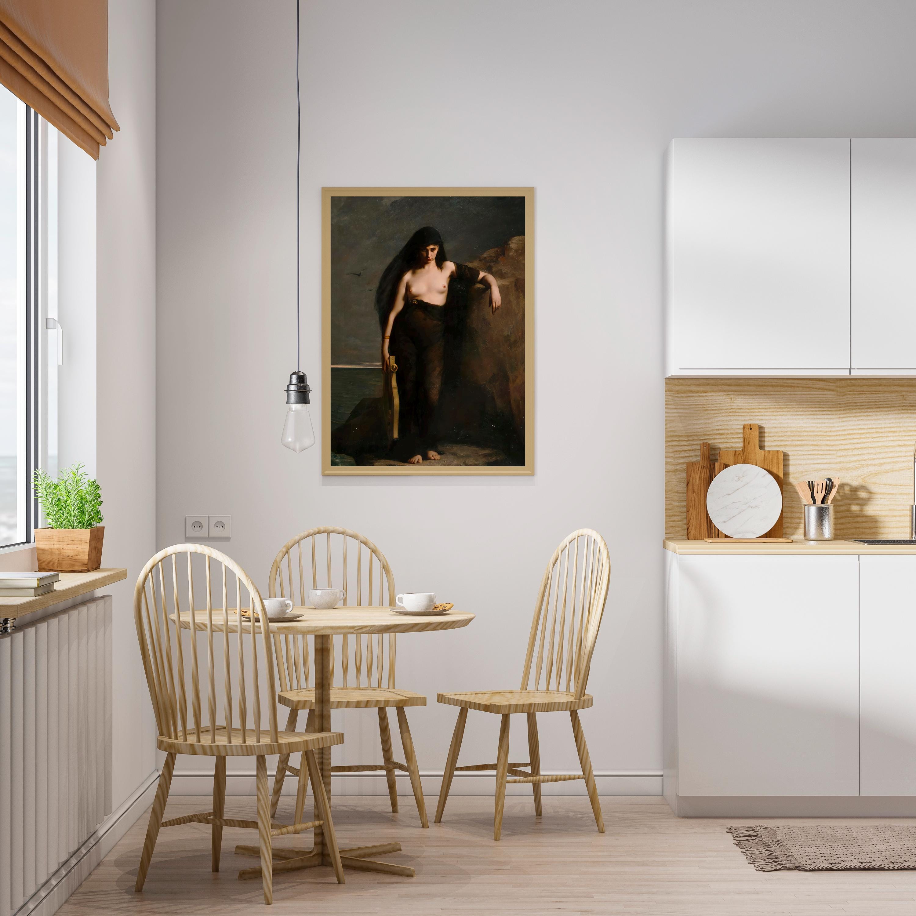 Charles Mengin - Sappho. Death of Sappho, Dark wall art, Living room decor, Mystical Women, Sappho art print, Large wall