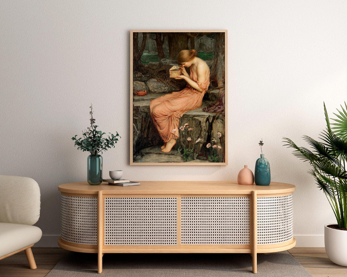 John William Waterhouse, Psyche Opening the Golden Box - romantic wall art, mythological poster print, giclee canvas, ga
