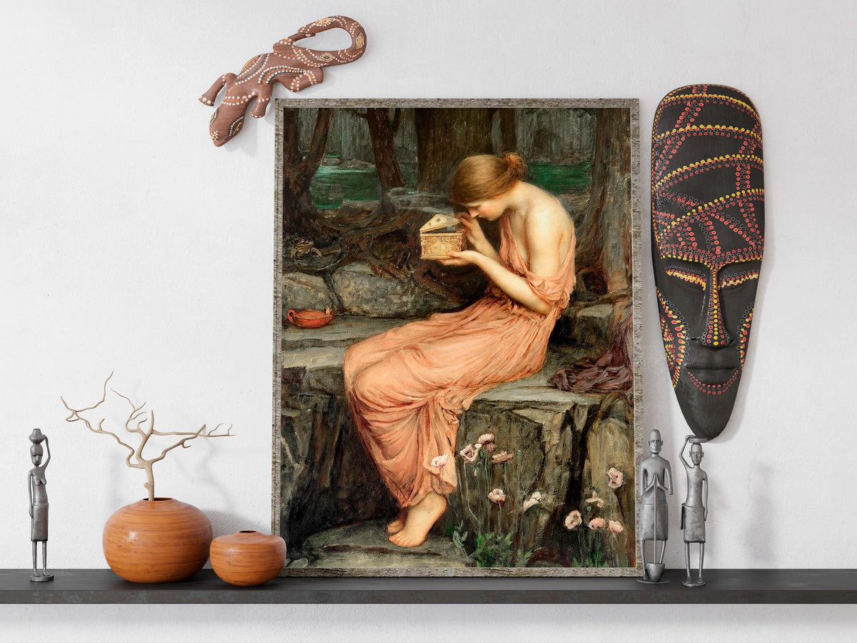 John William Waterhouse, Psyche Opening the Golden Box - romantic wall art, mythological poster print, giclee canvas, ga