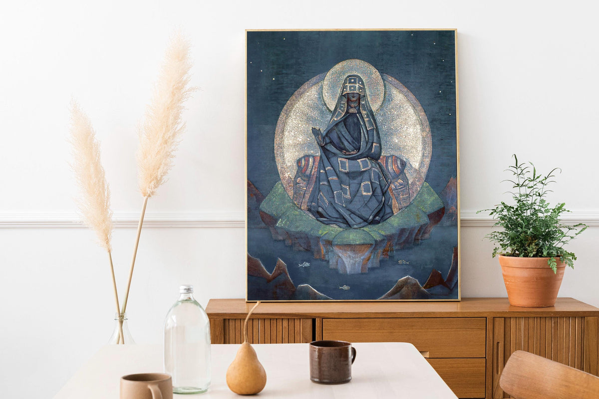 Nicholas Roerich - The Mother of the World. Magic woman art, Reproduction canvas, Large wall art, Mystical woman, Fine a