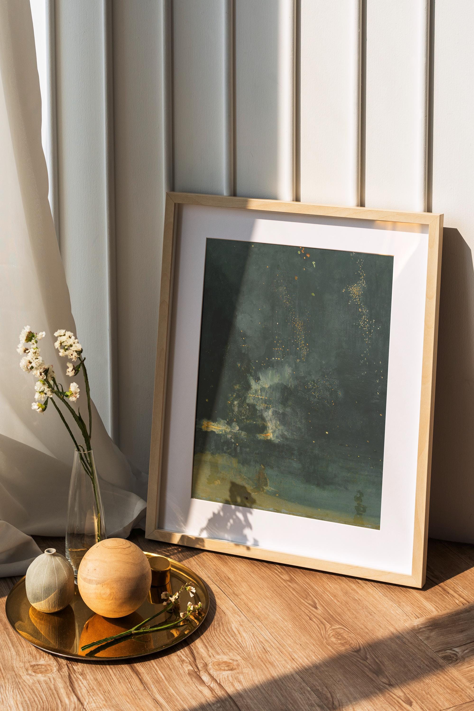 James Abbott McNeill Whistler - The Falling Rocket, Nocturne in black and gold whistler. Famous art print, Painting on c