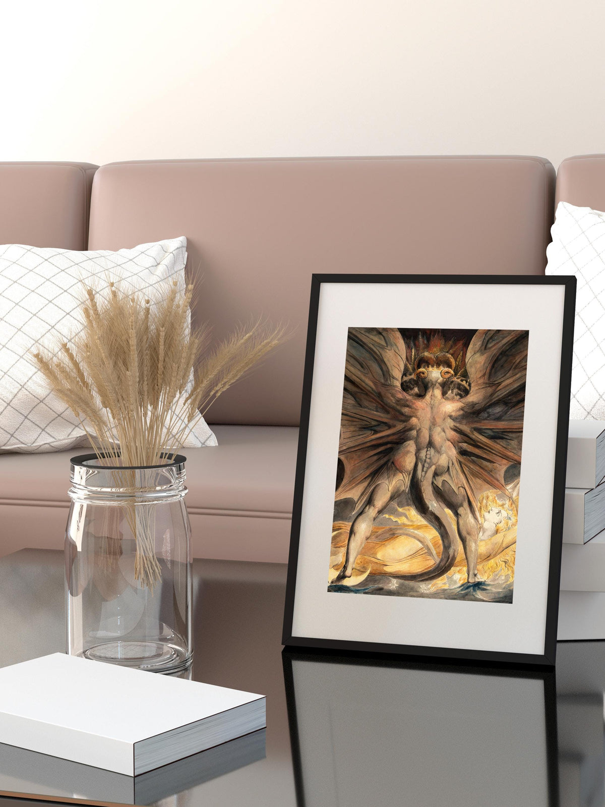 William Blake - The Great Red Dragon and the Woman Clothed in Sun. Blake poster, Canvas painting, Ready to hang, Giclee 
