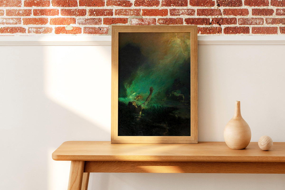 John Longstaff - Sirens. Dark wall art, Gothic canvas, Water nymphs art print, Mermaid painting, Reproduction canvas, La