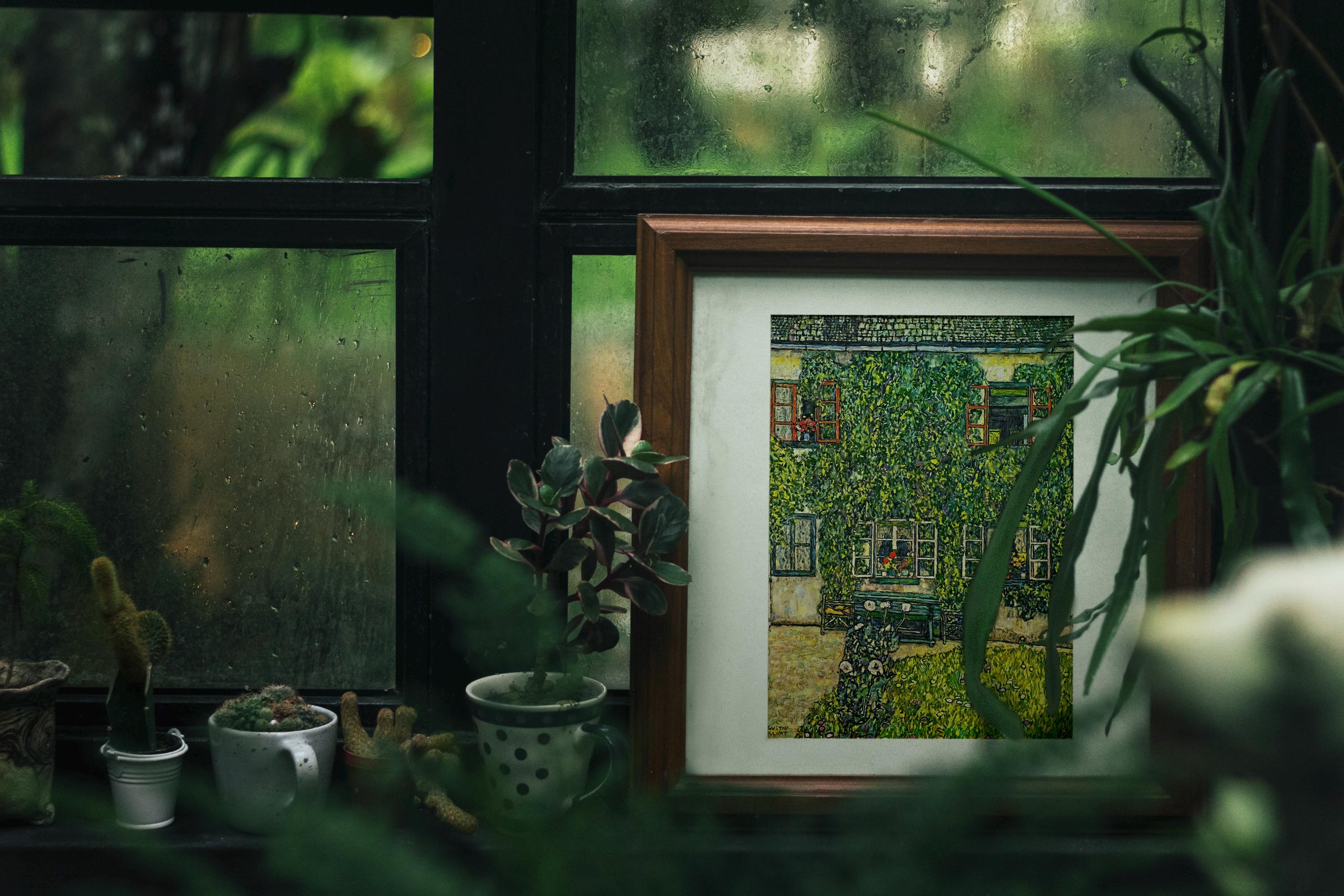 Gustav Klimt - The House of Guardaboschi. Klimt poster print, Large wall art, Green kitchen wall art, Nature painting, L