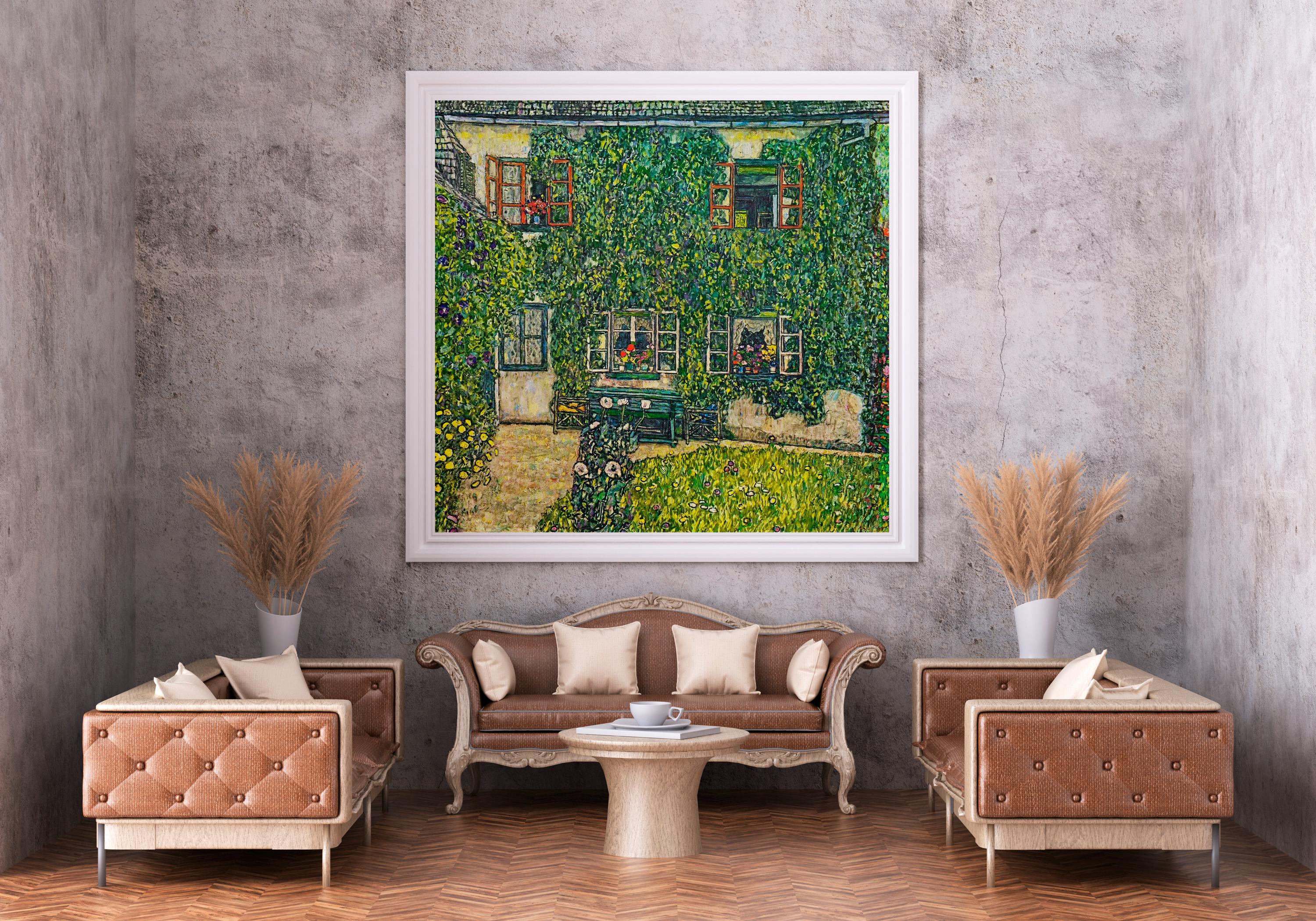 Gustav Klimt - The House of Guardaboschi. Klimt poster print, Large wall art, Green kitchen wall art, Nature painting, L
