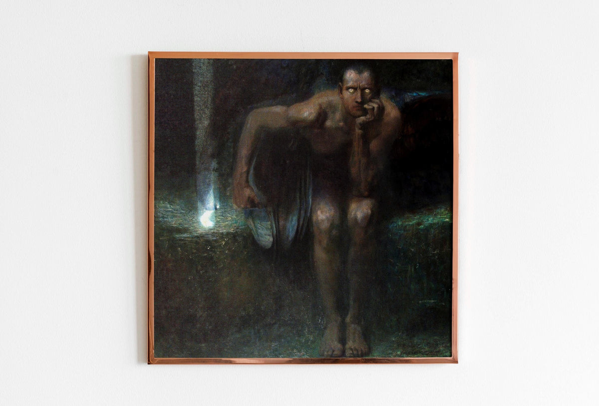 Franz von Stuck - Lucifer. Dark painting print, Lucifer poster print, Gothic art, Gallery wrapped, Giclee canvas, Home d