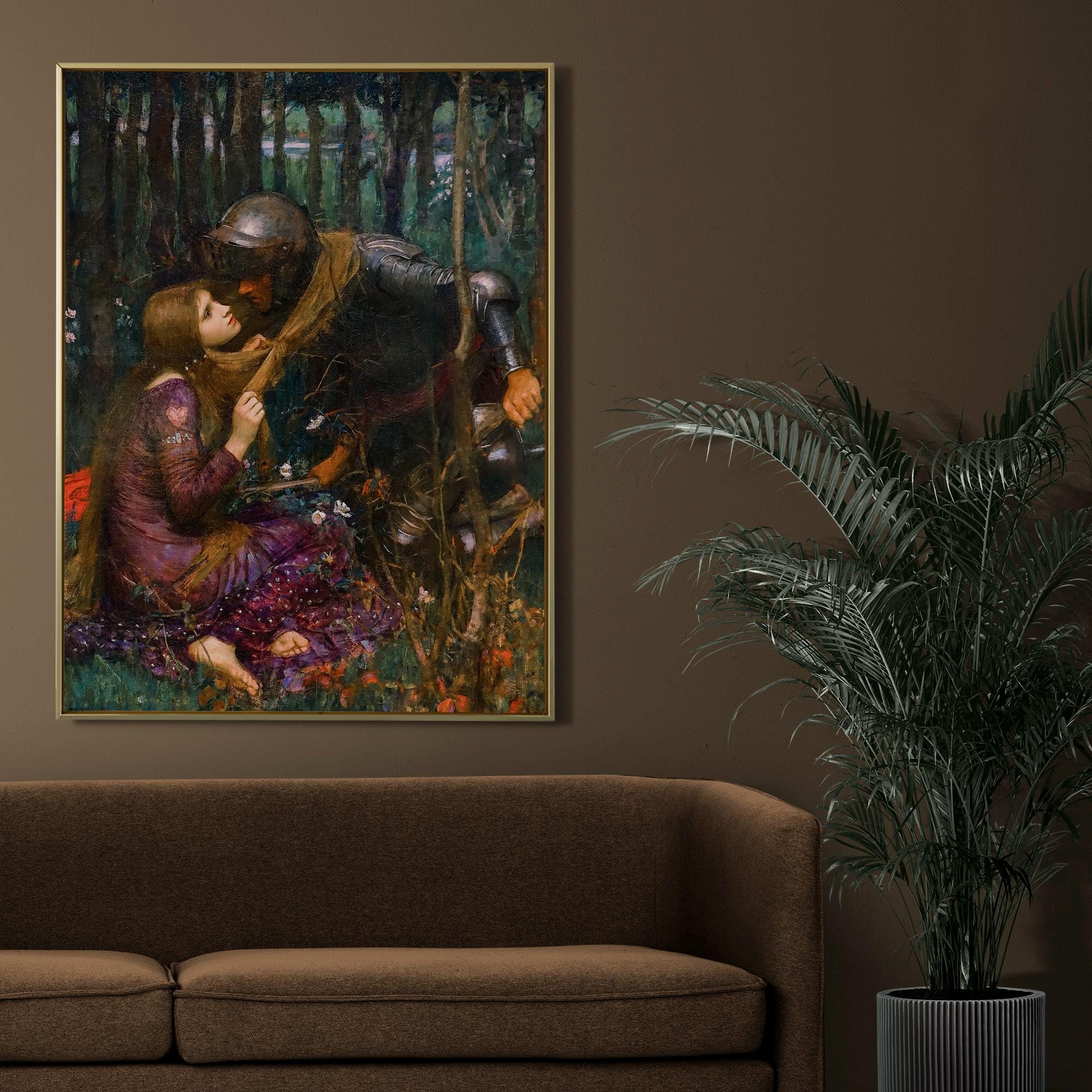John William Waterhouse - La Belle Dame sans Merci. Canvas painting, Couple love art print, Extravagant painting, Galler