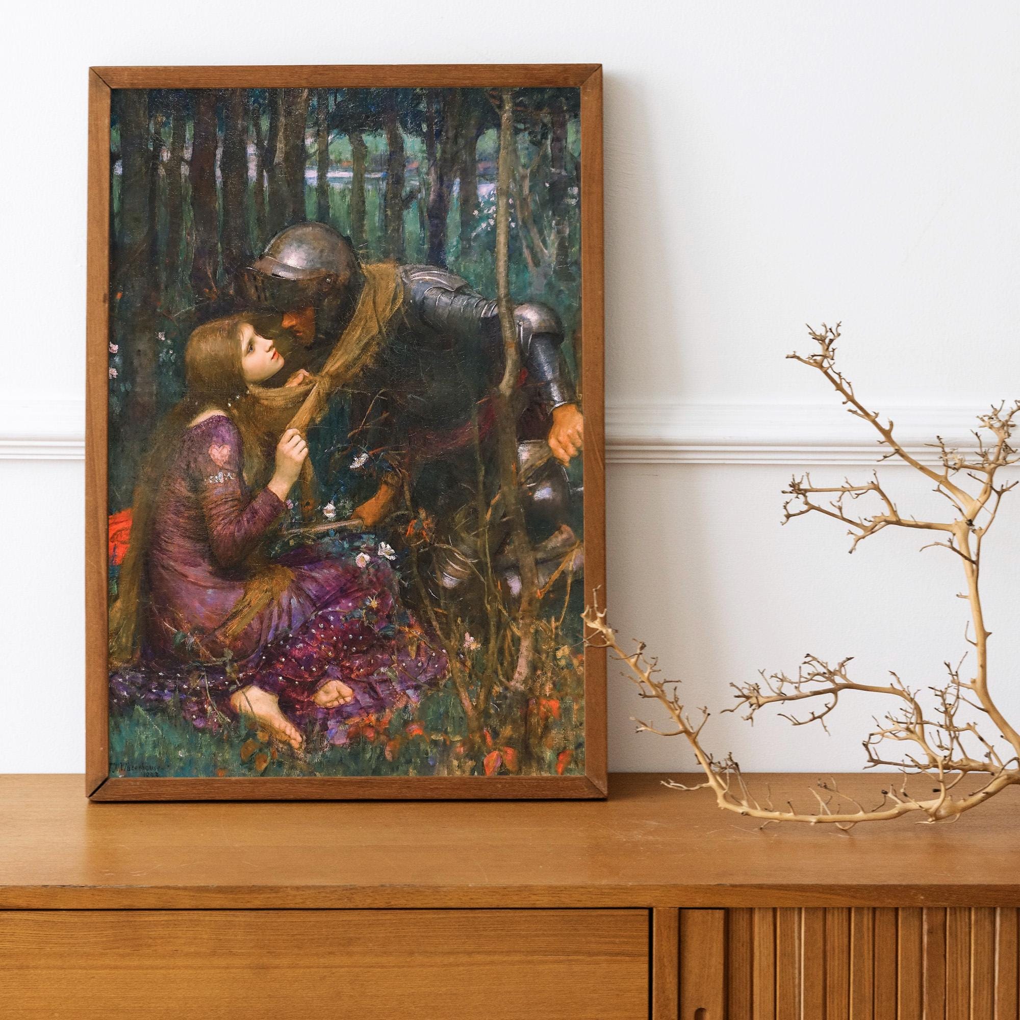 John William Waterhouse - La Belle Dame sans Merci. Canvas painting, Couple love art print, Extravagant painting, Galler