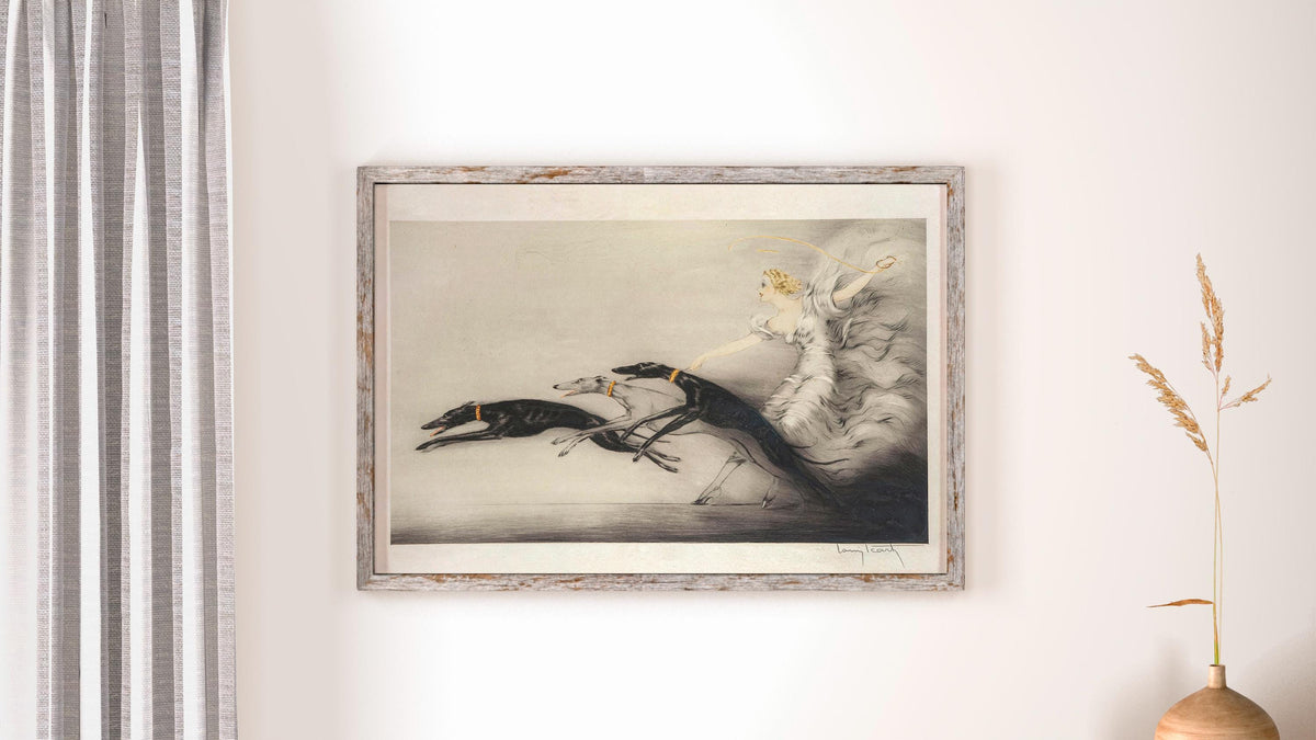 Louis Icart - Vitesse, Speed II. Canvas painting, Canvas reproduction, Vintage art prints, Beautiful girl art, Extravaga