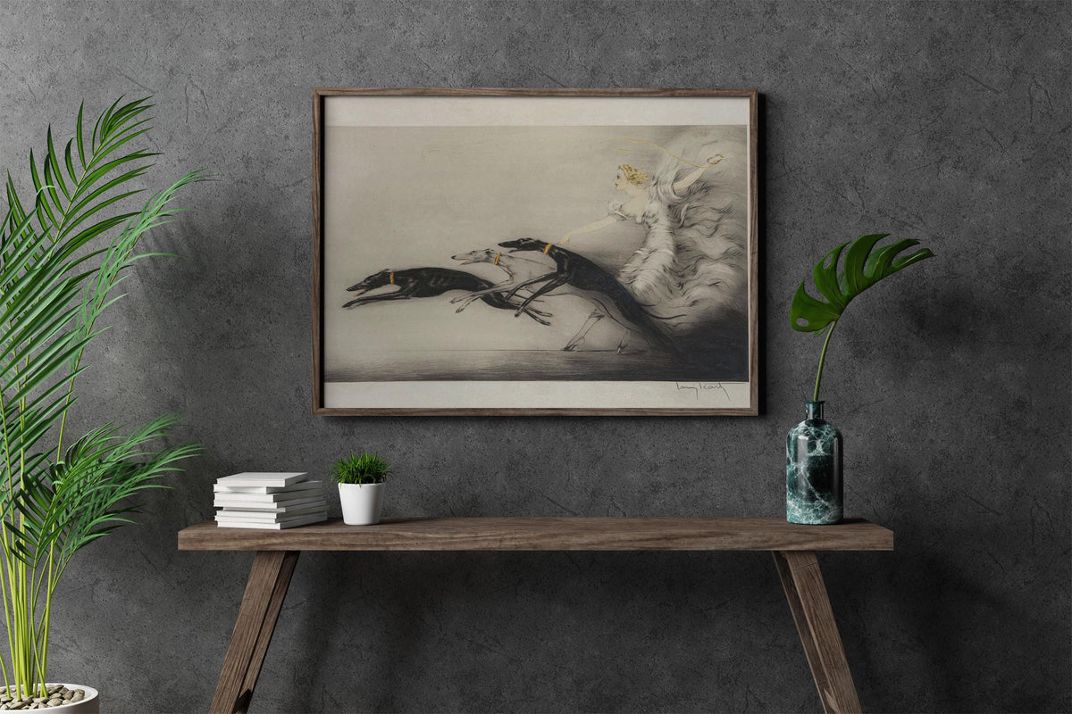 Louis Icart - Vitesse, Speed II. Canvas painting, Canvas reproduction, Vintage art prints, Beautiful girl art, Extravaga