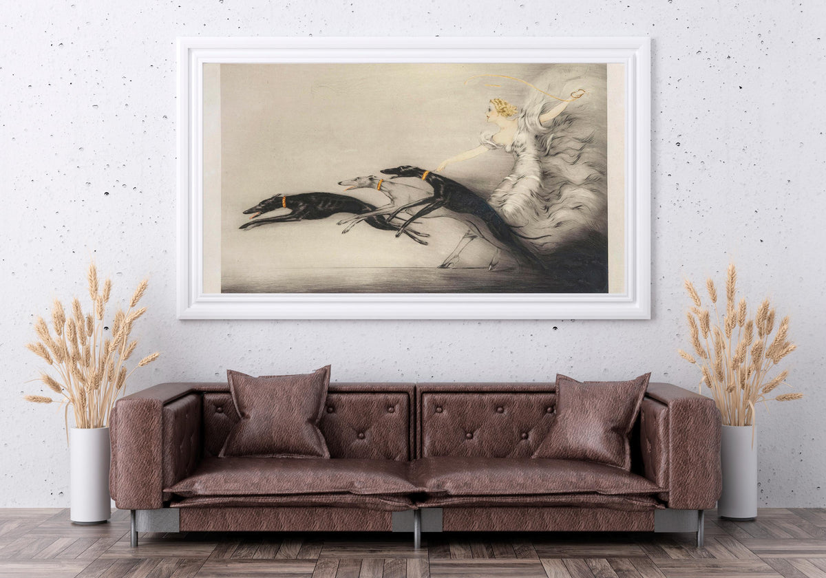 Louis Icart - Vitesse, Speed II. Canvas painting, Canvas reproduction, Vintage art prints, Beautiful girl art, Extravaga