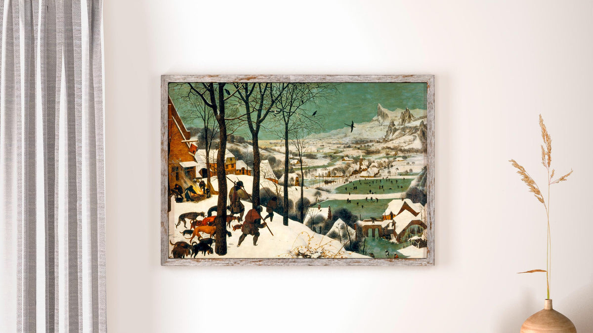 Pieter Bruegel the Elder - Hunters in the Snow. Winter landscape art print, Winter scene wall art, Museum quality print,