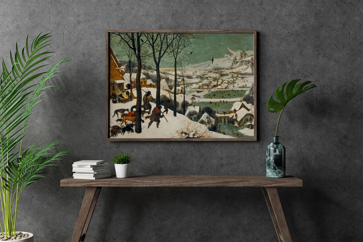 Pieter Bruegel the Elder - Hunters in the Snow. Winter landscape art print, Winter scene wall art, Museum quality print,
