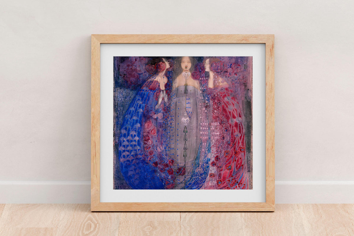 Margaret Macdonald Mackintosh - The Three Perfumes. Canvas art, Giclee canvas, Beautiful girls art print, Gallery wrappe