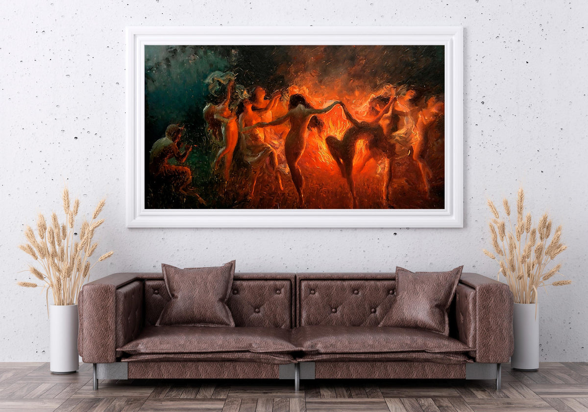 Joseph Tomanek, Fire Dance - gothic wall art, mystical women decor, dark academia print, fantasy home decor, dramatic be