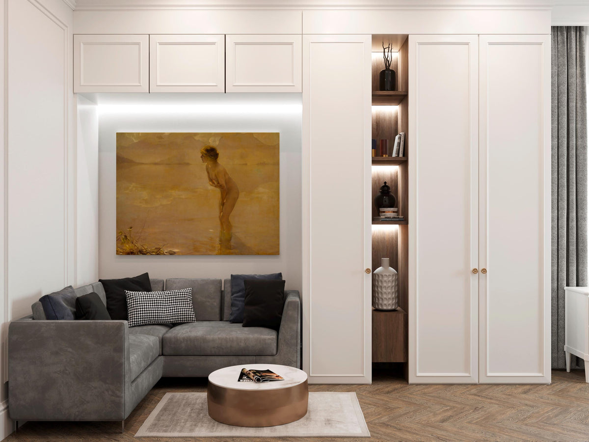 Paul Chabas - September Morn. Living room wall art, Canvas art, Sensual art, Water nymph poster, Magic woman print, Larg