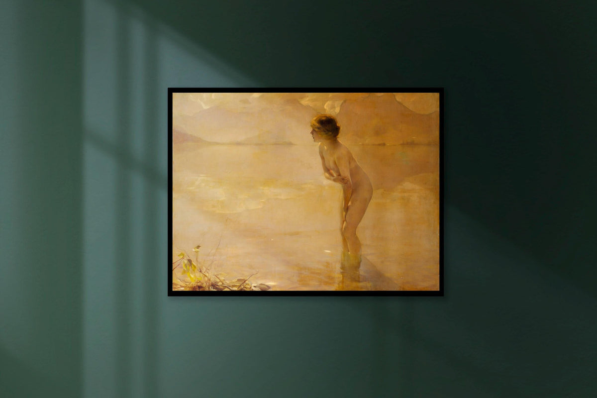 Paul Chabas - September Morn. Living room wall art, Canvas art, Sensual art, Water nymph poster, Magic woman print, Larg