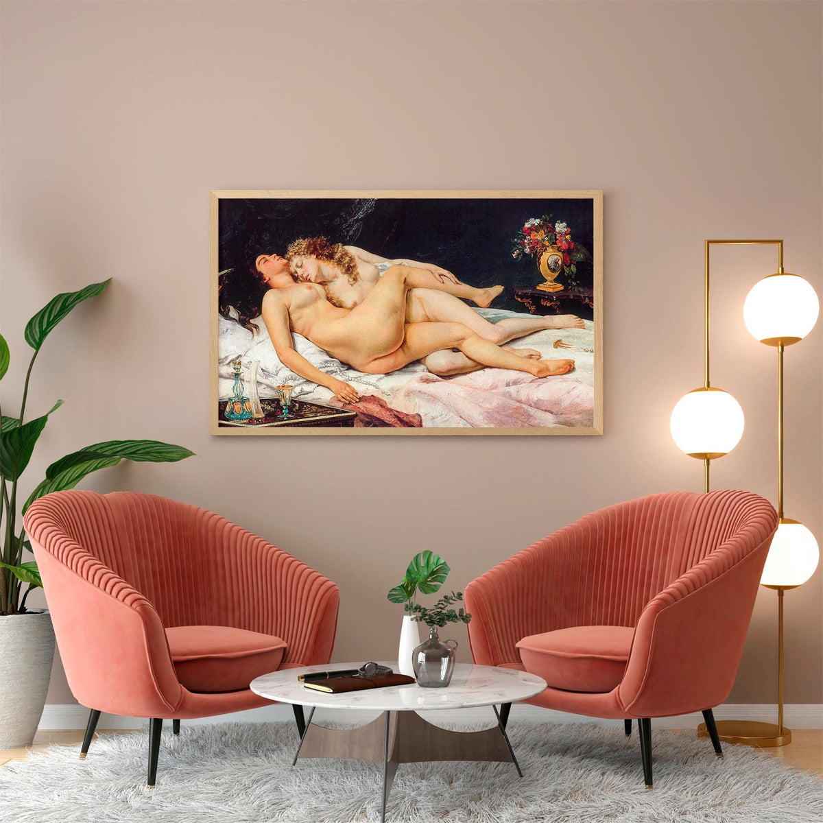 Gustave Courbet - The Sleepers, Le Sommeil. Sensual bedroom wall art, Lesbian Art, Couple canvas art, Living room wall a