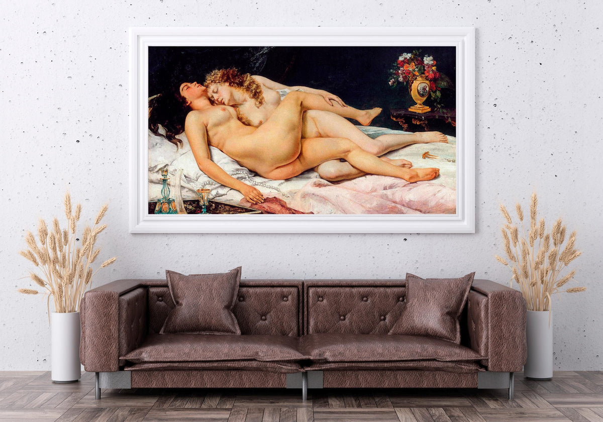 Gustave Courbet, Le Sommeil - Realism wall art, sensual bedroom decor, museum style print, romantic couple art, elegant 