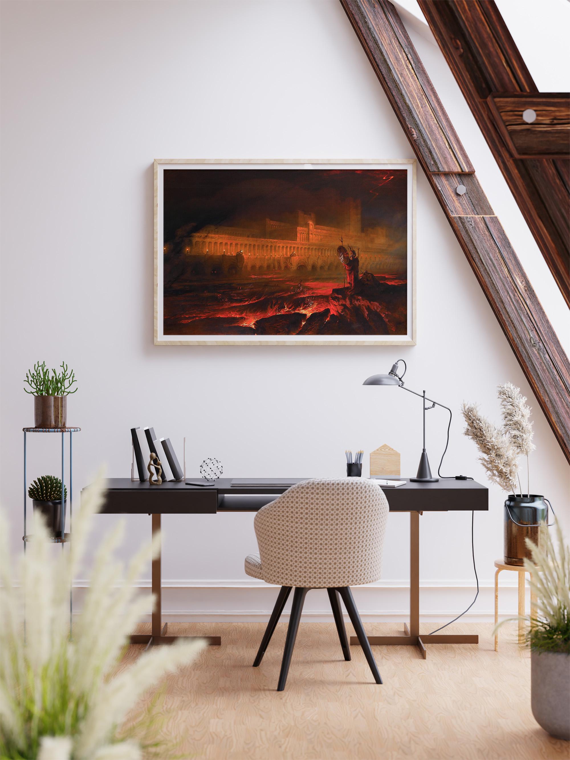 John Martin - Pandemonium. Gothic wall art, Canvas print, Gallery wrapped, Famous art, Painting on canvas, Dark art prin
