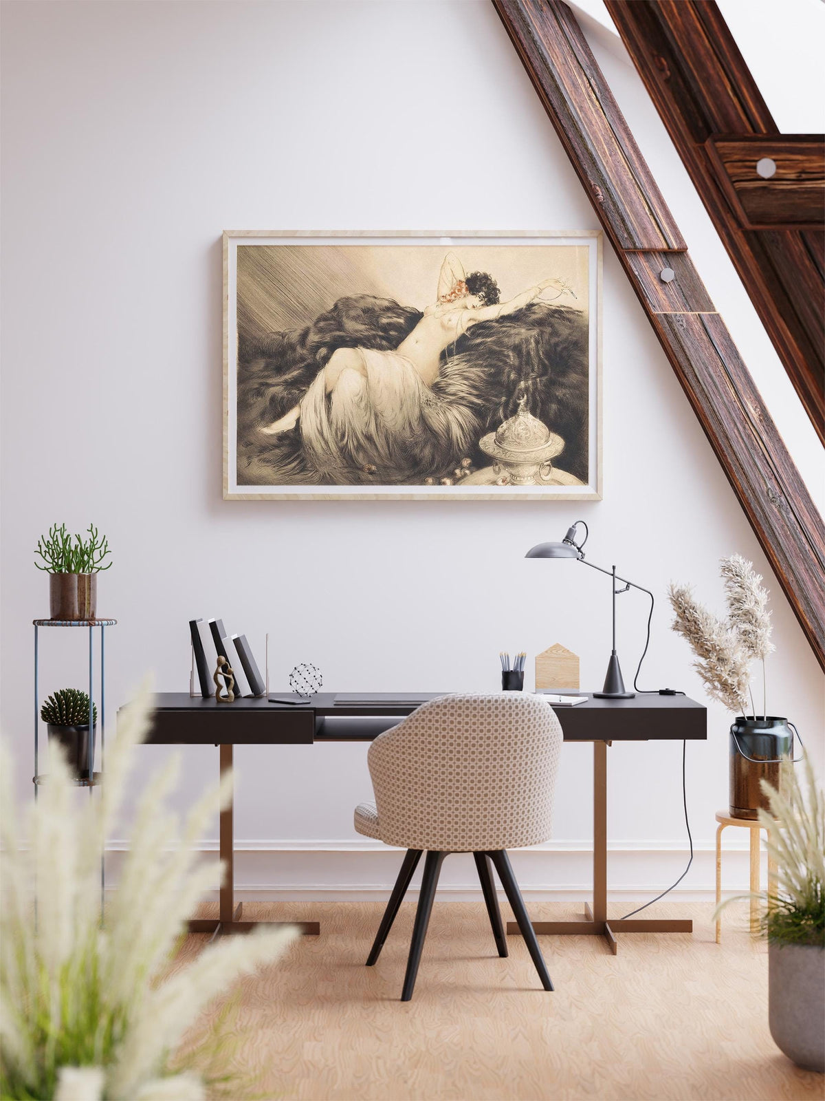 Louis Icart - Smoke. Icart art print, Poster print, Famous art, Sensual wall art, Giclee Canvas, Canvas print, Painting 
