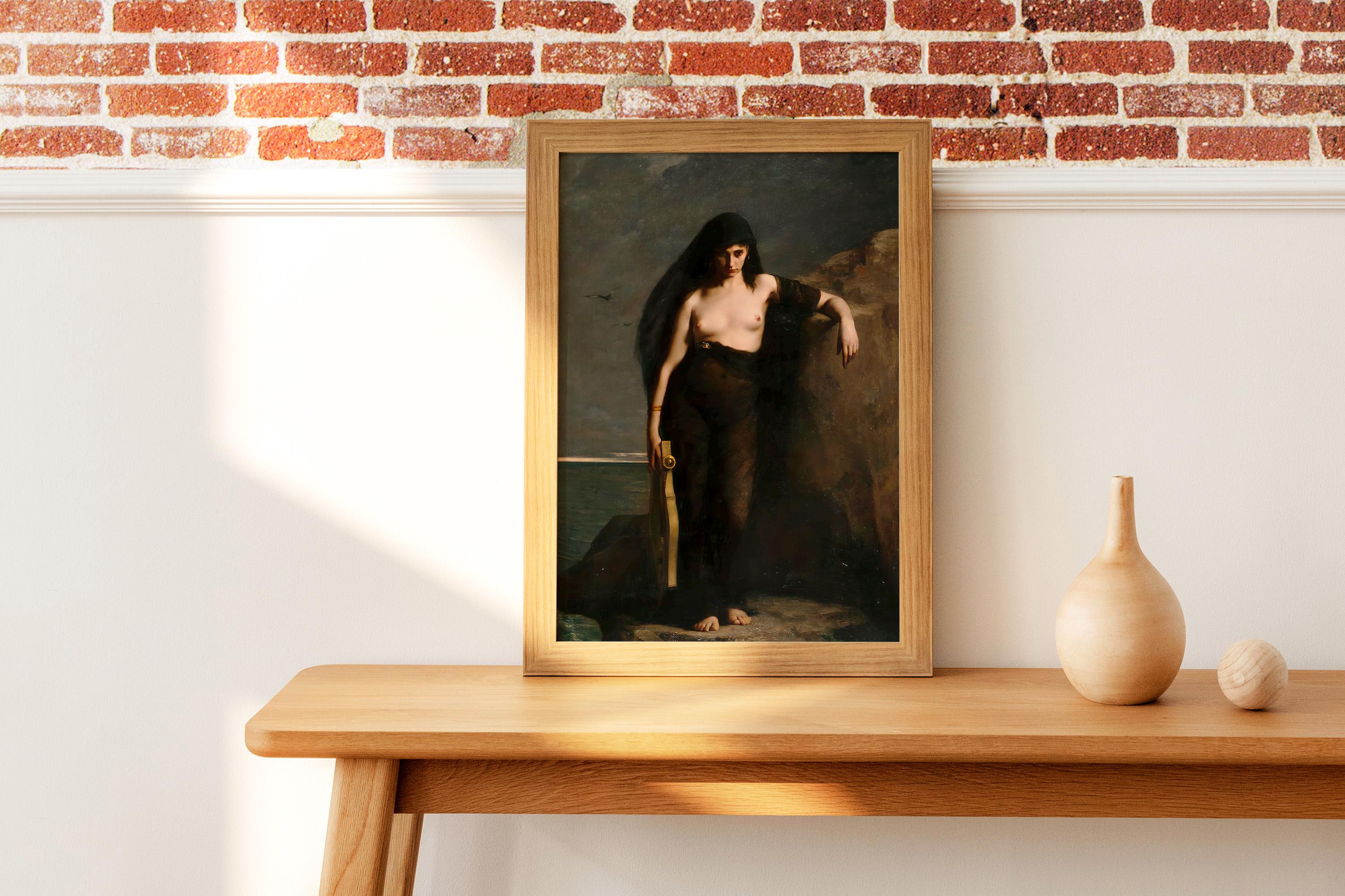Charles Mengin - Sappho. Death of Sappho, Dark wall art, Living room decor, Mystical Women, Sappho art print, Large wall