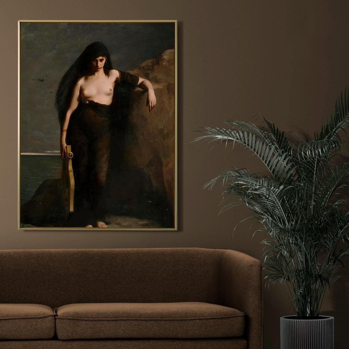 Charles Mengin - Sappho. Death of Sappho, Dark wall art, Living room decor, Mystical Women, Sappho art print, Large wall
